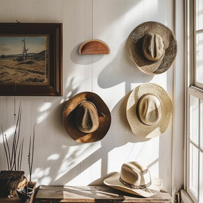 2 Pack Cowboy Hat Rack Wall Mount, Curved Hat Holder for Closet & Entryway