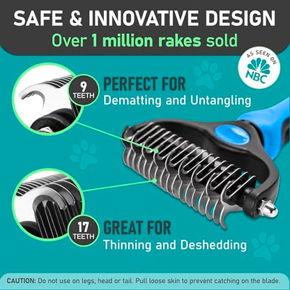 Maxpower Planet Dog Rake and Brush Set for Shedding, Undercoat & Mats - color: A - Rake & Brush (Best Value), size: Large