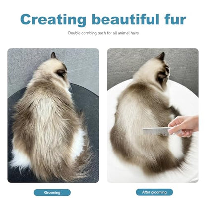4.6 Inches Stainless Steel Pet Comb for Dogs & Cats, Metal Detangling Grooming Tool for Long & Short Haired Pets, Anti-Static Cat Comb with Rounded Teeth for Matted Fur Removal & Shedding Control - size: Small