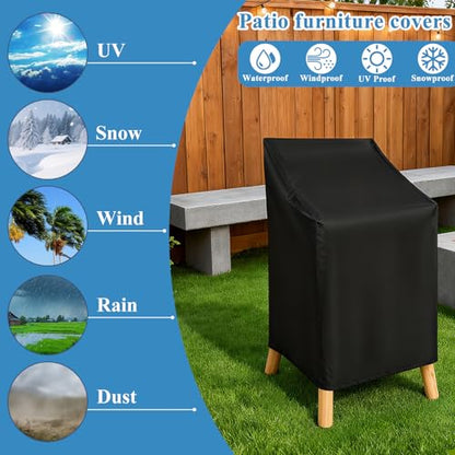 SHENLIU Chair Covers for Outdoor Waterproof 2 Pack, Lawn Chair Covers