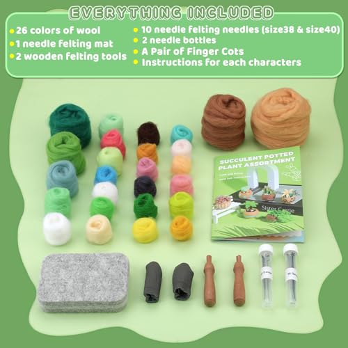 Yizzvb Needle Felting Kit, 6 Pcs Wool Felting kit Felting Tools | Needle Felting Kits for Beginners with Instruction, Wool, Felting Needles, Felting Pad, Wool Felting Kits for Home Decoration - size: S