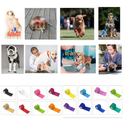 54 Pack Green Self Adhesive Bandage Wrap Bulk 4 Inch x 5 Yards Cohesive Bandage,Vet Wrap Breathable Elastic Self-Adherent Tape for Stretch Athletic Sports Wrist Ankle Dogs Pet Vet Wrap - color: Green