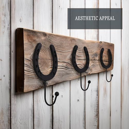 2pcs Horseshoe Hanger Western Cowboy Hat and Coat Wall Hooks, Farmhouse Towel Holder, Vintage Iron Hook for Hanging