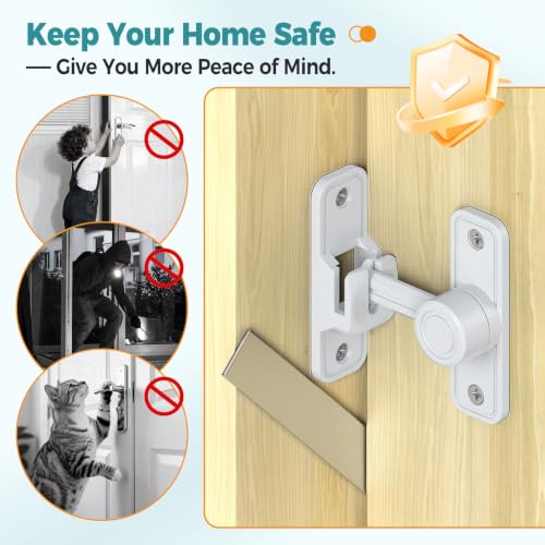 Barn Door Lock 2.4" 90/180 Flip Gate Latch, White 1-Pack - color: White-1 Pc