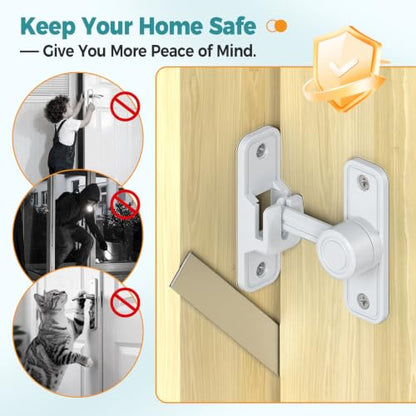 Barn Door Lock 2.4" 90/180 Flip Gate Latch, White 1-Pack - color: White-1 Pc