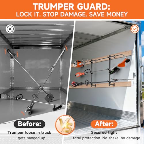 Weed Eater Rack for Enclosed Trailer,Trimmer Rack for Enclosed Trailer | Weedeater Rack for Trailer,3 Place Trailer Racks for Lawn Equipment,Weed Wacker Rack For Enclosed Trailer&Garage,Black Steel