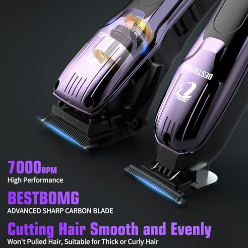 BESTBOMG® Professional Hair Clippers for Men, Clipper & Trimmer Set, Blue - color: Blue