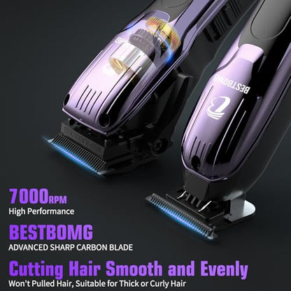 BESTBOMG® Professional Hair Clippers for Men, Clipper & Trimmer Set, Blue - color: Blue