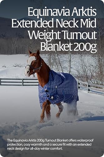 Equinavia Arktis Extended Neck Mid Weight Turnout Blanket 200g - Skipper Blue - 78 in - color: Skipper Blue, size: 78 in