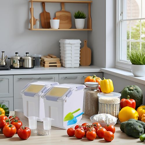 Saim 25lb Flour/Rice Storage Container with Rolling Casters（Gray） - color: Gray