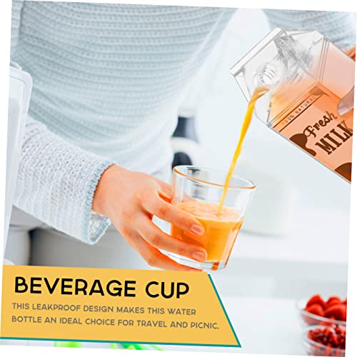 Cabilock Printed Milk Bottle 8.07In Leakproof Milk Storage Container Compact Beverage Jug for Cold Drinks Juice Tea Portable Travel and Refrigerator Use