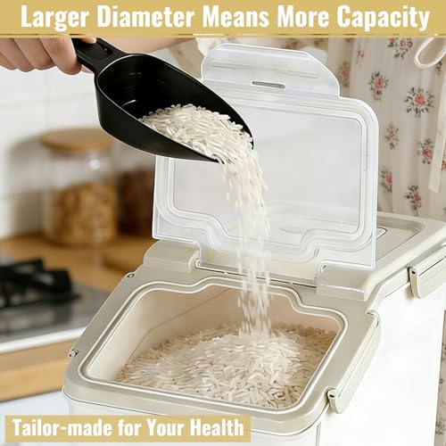 2 Pack Rice Container 50 lbs Large Bulk Flour Sugar Storage Holdhouse Plastic Grain Cereal Dry Goods Bin with Spoon and Measuring Cup for Kitchen Pantry Organization - Grey - color: Grey