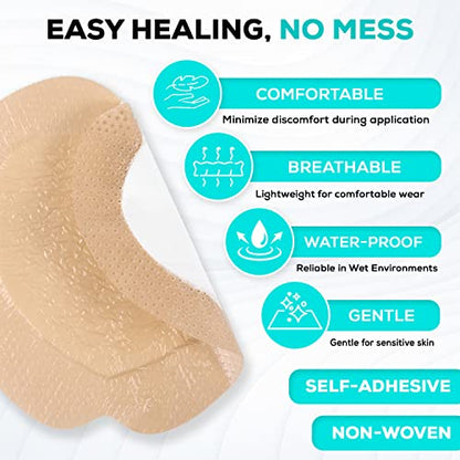 MedVance Silicone Foam Adhesive Dressing, 7"x7" Sacral, Box of 5 | Sterile And Individually Wrapped - Sacral Foam Bed Sore Bandages For Buttocks - Highly Absorbent - Waterproof & Breathable