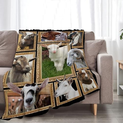 Goat Blanket Ultra Soft Cozy Sheep Throw Blanket Fleece Fuzzy Plush Bedding Goat Sheep Lovers Gifts for Women Girls Kids Adults 80"x60" - color: Goat, size: 80"x60"