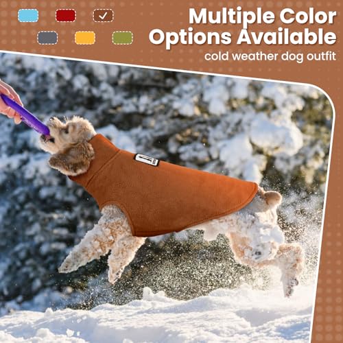 DENTRUN Reversible Dog Winter Coat, Windproof Polar Fleece Reflective Vest - color: Brown, size: X-Small