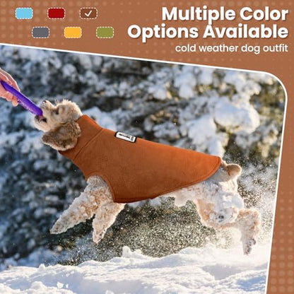DENTRUN Reversible Dog Winter Coat, Windproof Polar Fleece Reflective Vest - color: Brown, size: X-Small