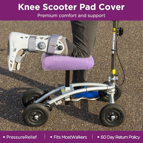Breling Knee Scooter Pad Cover Faux Sheepskin Scooter Seat Cushion Memory Foam Knee Scooter Cushion Soft Plush Walker Seat Cover Universal for Comfort During Injury(Purple) - color: Purple