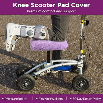 Breling Knee Scooter Pad Cover Faux Sheepskin Scooter Seat Cushion Memory Foam Knee Scooter Cushion Soft Plush Walker Seat Cover Universal for Comfort During Injury(Purple) - color: Purple