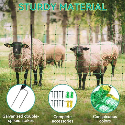 PPOLB Electric Fence Netting - 35.4" H x 164' L, Portable Movable Livestock Nets Mesh for Goats, Sheep, Hogs, Dog, All-Purpose Electric Fencing for Backyards, Homesteaders, Farms Ranches, and Gardens - size: 35.4" H x 164' L Livestock
