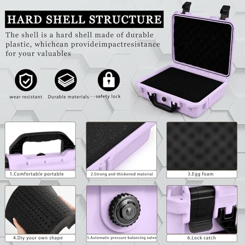 Relaxweex 8.5 x 6.5 x 3.7 Inch Hard Case, Grid Shell, Purple - color: Purple, size: 8.5 x 6.5 x 3.7 Inch, style: Grid Shell