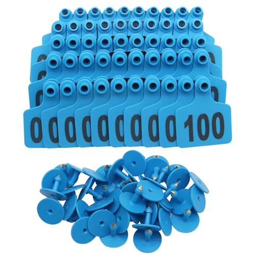 Cattle Ear Tags 101-200 Numbered Large Plastic Livestock Ear Tag Blue - color: Blue, size: 101-200