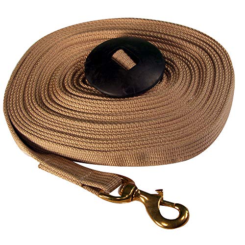 Intrepid International Horse Lunge Line - Durable Cotton Lunge Line for Horse Training Equipment with Rubber Stop, Adjustable Length Training Rope, Brown, 35 Feet