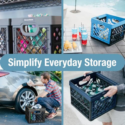 CleverMade Collapsible Milk Crate (100% Recycled) - 25L - Obsidian - color: Obsidian, size: 1 Pack