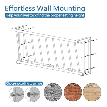 2Pcs Wall Mount Hay Rack 25 Gallon | 40'' Long Livestock Hay Feeder Carbon Steel Hay Feeder for Sheep, Goats, Horses, Indoor Outdoor Uses - size: 25INCH(2PCS)