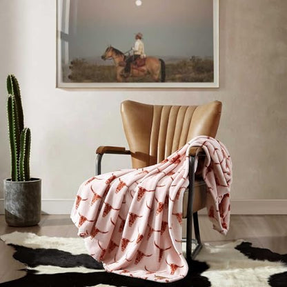 Wrangler - Soft Plush Throw Blanket for Bed & Couch, 50x70 - color: Steer Head Peach, size: 50" x 70"