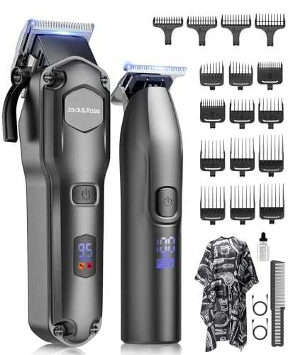 Jack & Rose Clippers and Trimmers Set, Cordless Hair Clippers for Men, Barber Clippers Set - color: Black