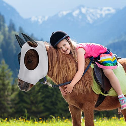 Sadnyy 6 Pcs Horse Fly Masks with Ears Comfort Breathable Mesh Fly Masks Net UV Protection Large Eye Space Full Face Covering Elasticity Soft for Horses(Large) - size: Large