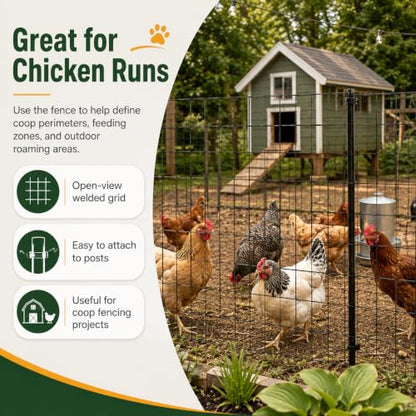 Black PVC Coated Welded Wire Fence 36 in x 100 ft, 16 Gauge 2 x 4 Inch Mesh Roll, Garden Fencing for Chicken Coop, Poultry, Yard, Pet and Plant Protection - size: 2"x4" 16GA 36"x100'