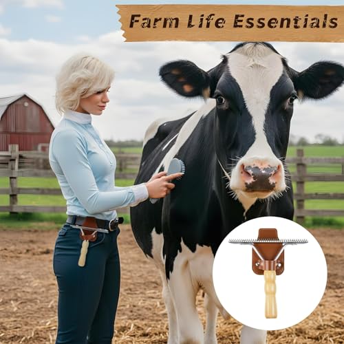 Blulu 1 Set Horse Show Comb Brush Holder Cattle Horse Race Grooming Brush Show Comb Derby Day Horses Mane and Tail Brushes with Wood Handle Livestock Supplies for Cow Pet Dog Cattlles Cows Goat Sheep