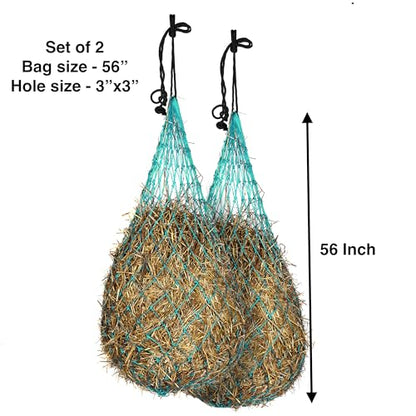 Majestic Ally Hay Net, Set of 2, Length - 54”, Holes 3"x3" for Horses - color: Turquoise