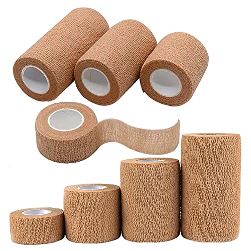 Self Adhesive Bandage Multi Size, Cohesive Medical Tape, Breathable Waterproof Elastic Athletic Non-Woven Bandage, 8 Rolls Sports Wrap Tape for Wrist and Ankle - size: Mix Size - 8 Rolls