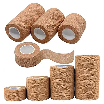 Self Adhesive Bandage Multi Size, Cohesive Medical Tape, Breathable Waterproof Elastic Athletic Non-Woven Bandage, 8 Rolls Sports Wrap Tape for Wrist and Ankle - size: Mix Size - 8 Rolls