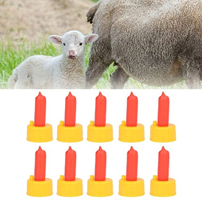 Gavigain 10Pcs Goat Nursing Nipple,Resilient Silicone Milk Drink Bottle Nipple for Animals,Sheep Nursing Feeder Nipple for Orphaned Small Animal Feed,Soft Rubber Pacifier for Nursing Lambs and Goat