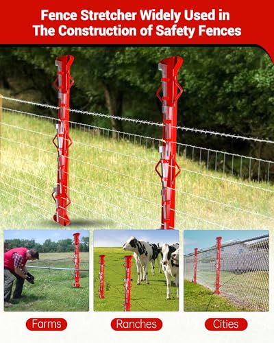 4ft Woven Wire Fence Stretcher Bar with 5 Wedges,Field Fence Stretcher - size: 4FT