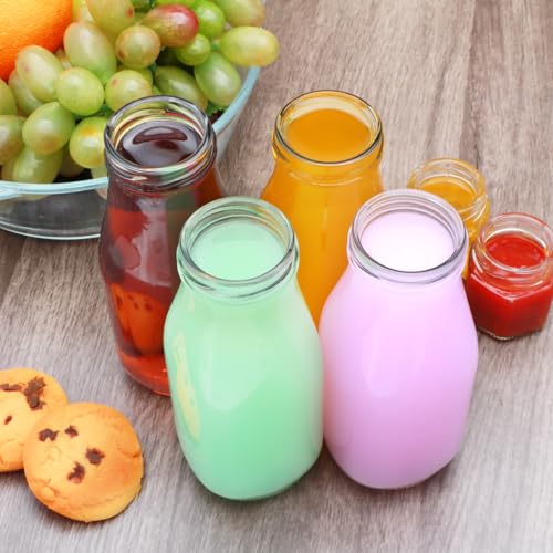 QAPPDA 12 oz Glass Bottles, Clear Glass Milk Bottles with Black Lids - color: Black Lid