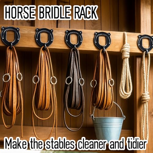 3 Pack Horse Bridle Rack Bridle Hooks – Metal Tack Hanger with Tubes & Screws for Horse Barn, Stable, or Garage Storage, Matte Black