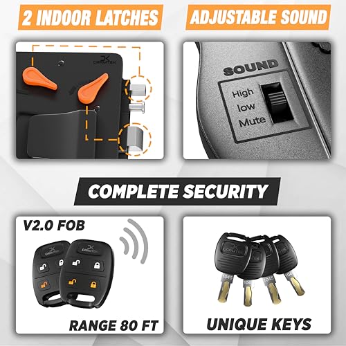 TripDefender V2.0 | RV Keyless Entry Lock for Class C/A Motorhomes | Secure RV Door Lock Keyless Entry w/ 2 Inside Latches | Class C Door Lock Replacement w/ 2 Fobs, 4 Keys | Fit 3.5" x 4.5" Lock Hole