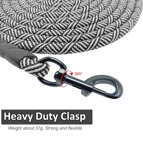 MayPaw Heavy Duty Rope Dog Leash, 3/4/6/7/8/10/12/15/20/30 FT Long Dog Lead Nylon Pet Leash, Soft Padded Handle Thick Lead Training Leashes for Large Medium Dogs (20ft * 1/2", Black) - color: black, size: 1/2" * 20'