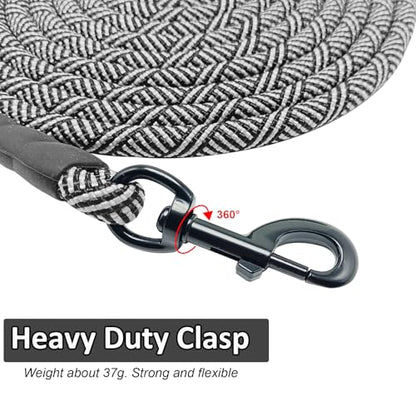 MayPaw Heavy Duty Rope Dog Leash, 3/4/6/7/8/10/12/15/20/30 FT Long Dog Lead Nylon Pet Leash, Soft Padded Handle Thick Lead Training Leashes for Large Medium Dogs (20ft * 1/2", Black) - color: black, size: 1/2" * 20'