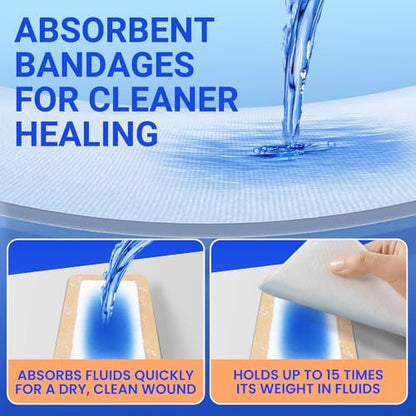 Large Waterproof Bandages 4x8 Silicone Foam Dressing Sensitive Skin, 5 PCS - style: 4"x8"(5PCS)