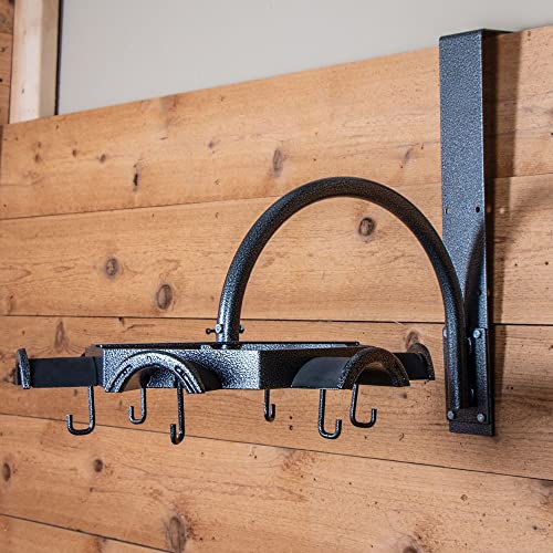 EASY-UP Pro Non-Slip Carousel Tack Rack with Hooks | Color Gray Armor | Enhanced Tack Room Organization | Convenient Carousel Design | Non-Slip Racks