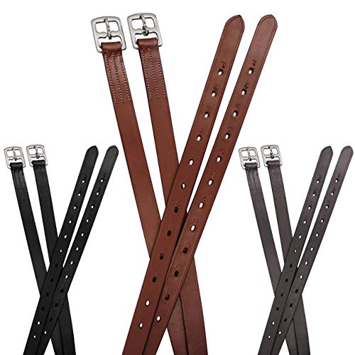 Soft Leather Stirrup Leathers with Stainless Steel Hardware, These 1" Wide Leathers Come with a One-Year Warranty.-Pair - color: Chestnut, size: 60" (Extra Long)