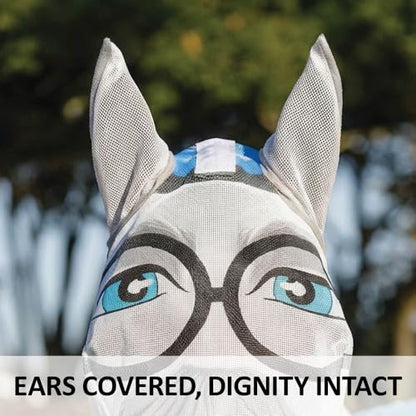 Schneiders Dura-Mesh Grandpa Fly Horse Mask | Designer Prints | 1000D Mesh | 70% UV Protection | Ear Coverage | Secure Hook & Loop Fit