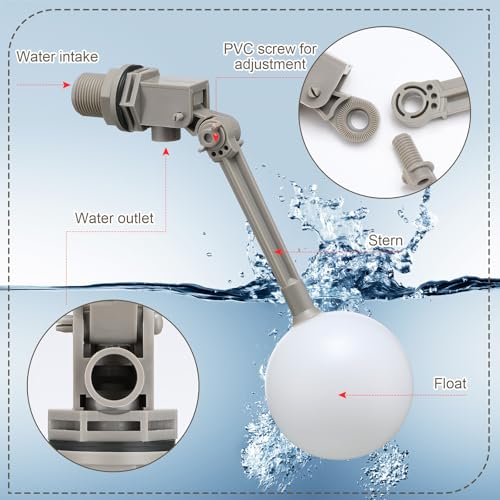 Cinnvoice 2 Pack 3/4" Float Valve for Water Tank with Adjustable Arm