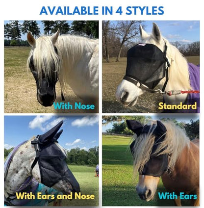 EquiVizor 95% UV Eye Protection (COB) Standard Horse Fly Mask - Help with Uveitis, Corneal Ulcer, Light Sensitivity. Designed to Stay On Your Horse, Off The Ground. - size: COB
