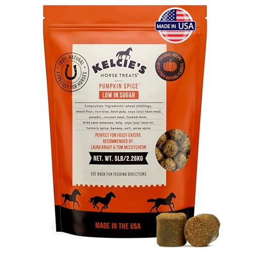 Kelcies Pumpkin Spice Horses Treats - Low Sugar, Starch, and Carbohydrates | Healthy Treats for Horse Supports Superior Digestion 5 Pound (1 Pack) - size: 5 Pound (Pack of 1)